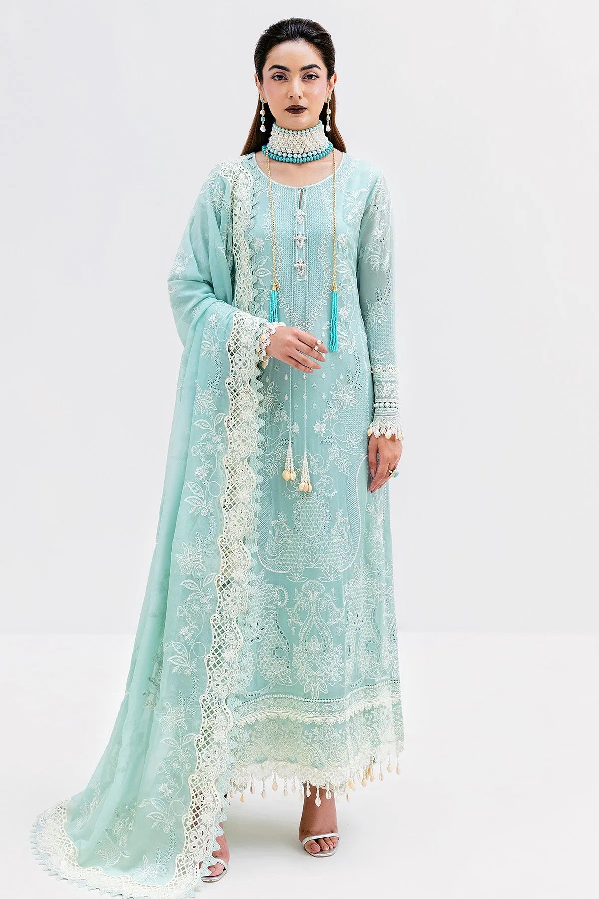 Imrozia Serene S-1087 AQUA 3 piece suit featuring elegant design and soft fabric in a refreshing aqua color.